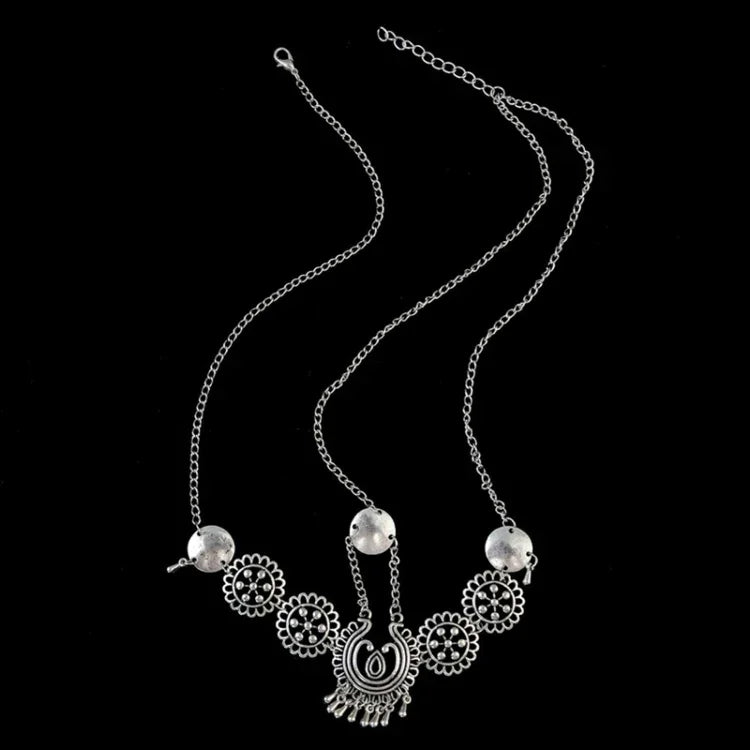 Bijoux de cheveux vintage en argent avec pompon, pièces de monnaie en métal, bandeau long, chaîne de tête punk, pièce frontale