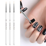 3 Pcs Pinceaux Nail Art Cristal Acrylique Mince Doublure Dessin Stylo Peinture Rayures Fleur Outils de Manucure