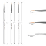 3 Pcs Pinceaux Nail Art Cristal Acrylique Mince Doublure Dessin Stylo Peinture Rayures Fleur Outils de Manucure