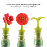 3 bouchons créatifs pour vin et boissons en silicone en forme de fleur, 3 bouchons en forme de rose, 3 bouchons de bière en forme de tournesol rouge, 3 bouchons de bière en forme de feuille
