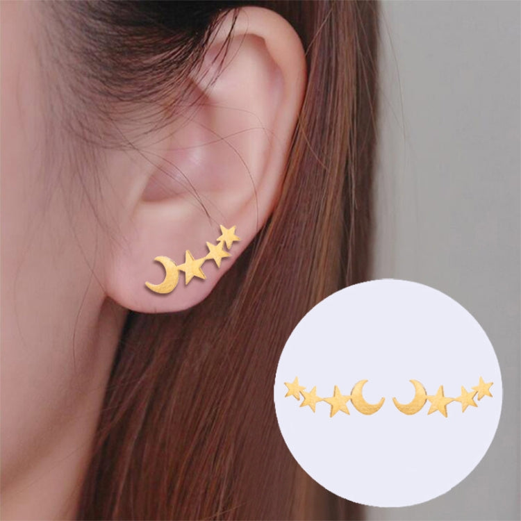 Boucles d'oreilles clous lune et étoile simples pour femme, cadeau d'anniversaire, bijoux, or, or rose, argent