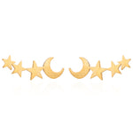 Boucles d'oreilles clous lune et étoile simples pour femme, cadeau d'anniversaire, bijoux, or, or rose, argent