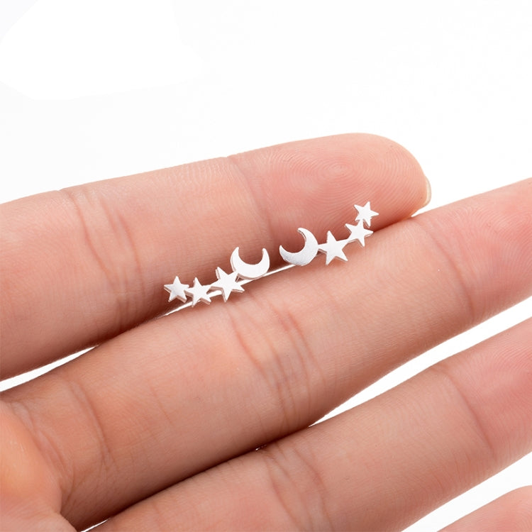 Boucles d'oreilles clous lune et étoile simples pour femme, cadeau d'anniversaire, bijoux, or, or rose, argent