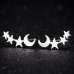 Boucles d'oreilles clous lune et étoile simples pour femme, cadeau d'anniversaire, bijoux, or, or rose, argent