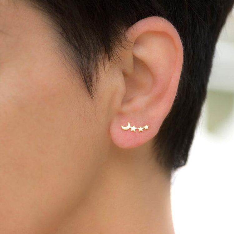 Boucles d'oreilles clous lune et étoile simples pour femme, cadeau d'anniversaire, bijoux, or, or rose, argent