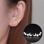 Boucles d'oreilles clous lune et étoile simples pour femme, cadeau d'anniversaire, bijoux, or, or rose, argent