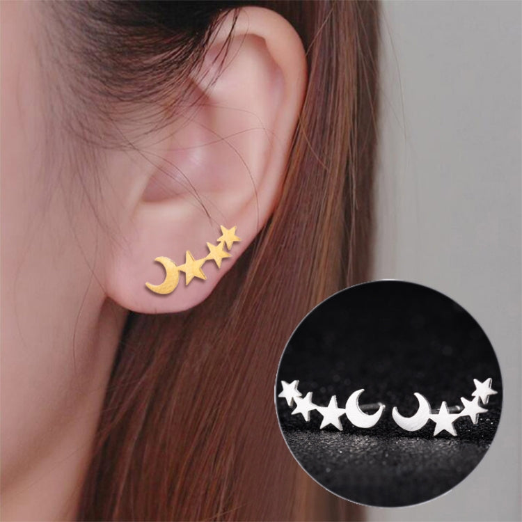Boucles d'oreilles clous lune et étoile simples pour femme, cadeau d'anniversaire, bijoux, or, or rose, argent