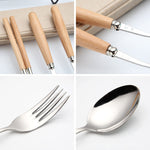 Cuillère 3 en 1, baguettes, fourchette, couverts, ensemble de vaisselle portable créatif pour étudiants, ensemble de trois pièces cuillère-fourchette-baguettes à manche en bois, ensemble de deux pièces cuillère-baguettes en bois