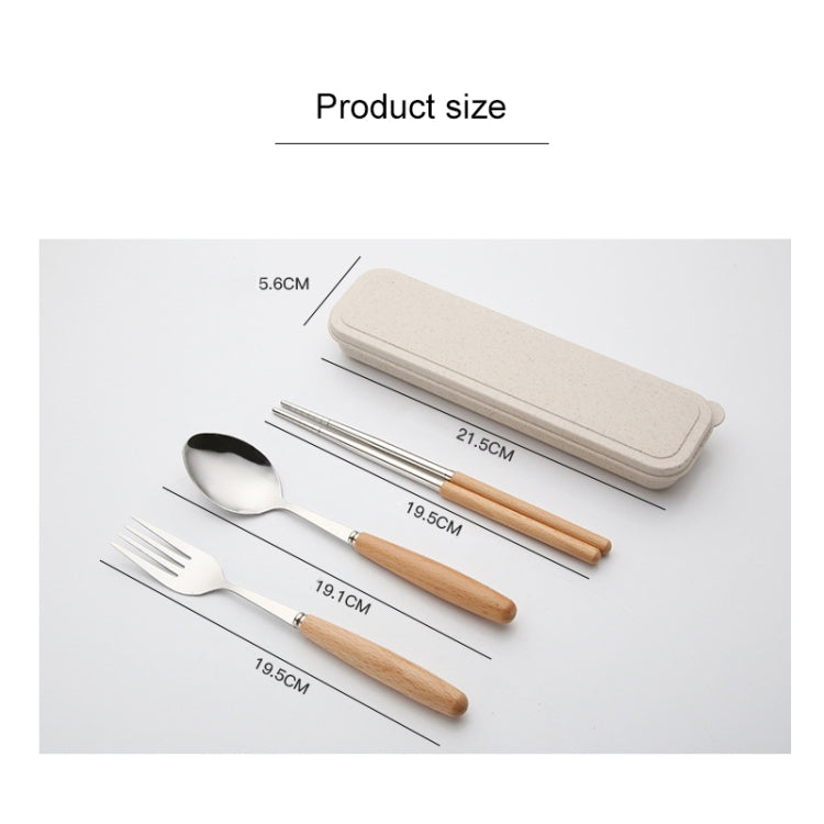 Cuillère 3 en 1, baguettes, fourchette, couverts, ensemble de vaisselle portable créatif pour étudiants, ensemble de trois pièces cuillère-fourchette-baguettes à manche en bois, ensemble de deux pièces cuillère-baguettes en bois