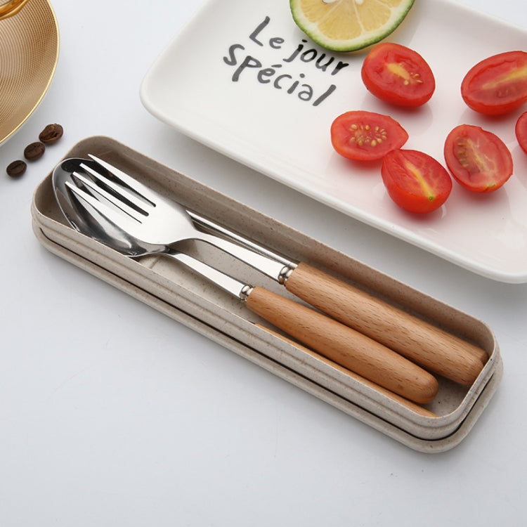 Cuillère 3 en 1, baguettes, fourchette, couverts, ensemble de vaisselle portable créatif pour étudiants, ensemble de trois pièces cuillère-fourchette-baguettes à manche en bois, ensemble de deux pièces cuillère-baguettes en bois