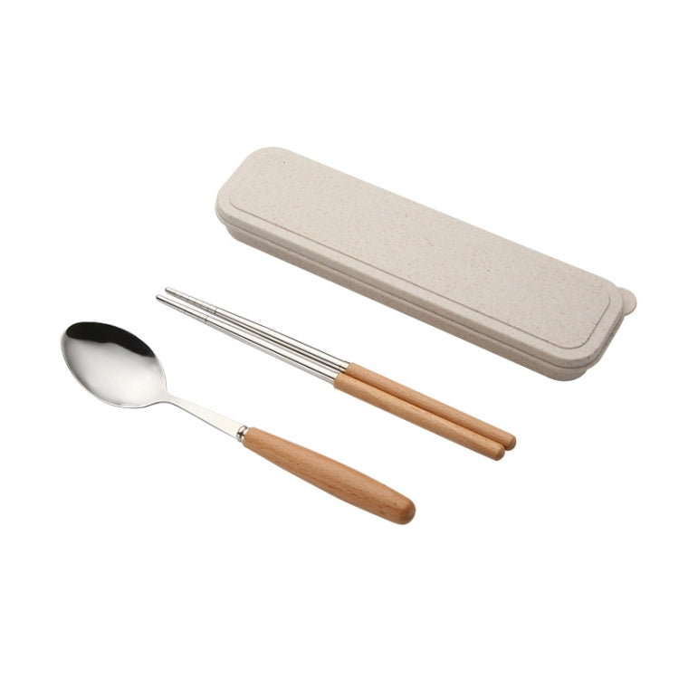 Cuillère 3 en 1, baguettes, fourchette, couverts, ensemble de vaisselle portable créatif pour étudiants, ensemble de trois pièces cuillère-fourchette-baguettes à manche en bois, ensemble de deux pièces cuillère-baguettes en bois