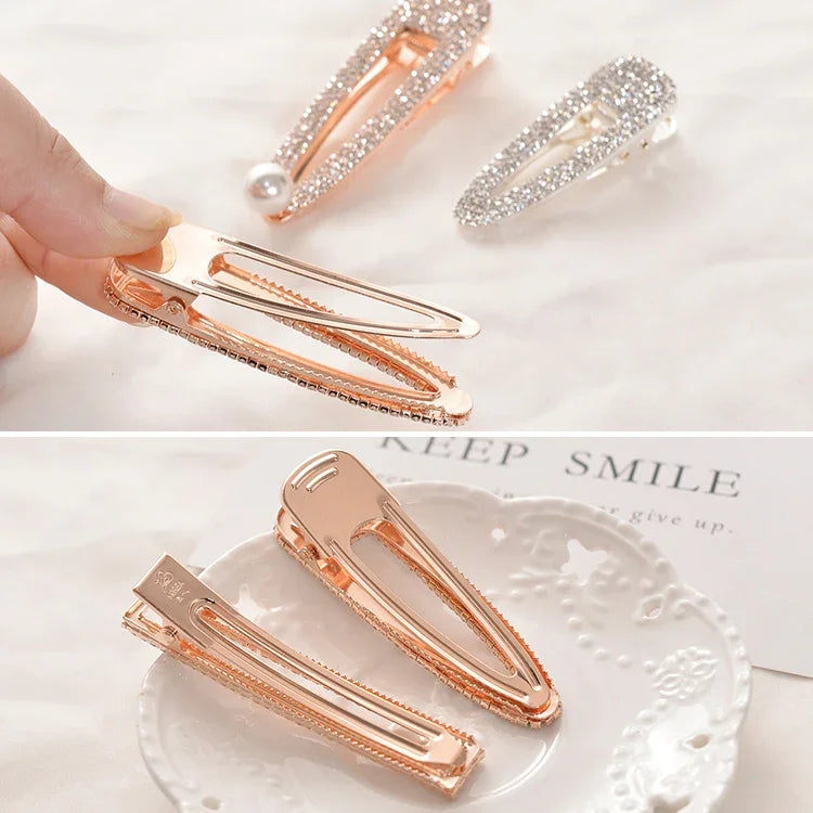 Barrettes à cheveux élégantes en perles et strass de luxe pour femmes Flash de mode