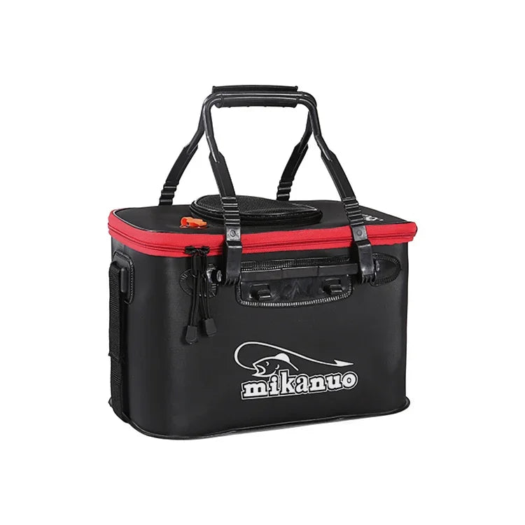 Seau de pêche pliable multifonctionnel épaissi pour poissons vivants, 35 cm (avec poignée sans poches latérales)