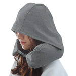 Oreiller de voyage portable en forme de U avec capuche pour avion, oreiller de cou pour sieste