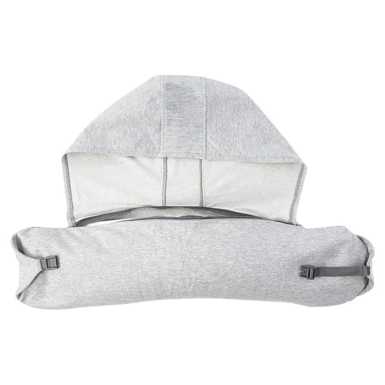 Oreiller de voyage portable en forme de U avec capuche pour avion, oreiller de cou pour sieste