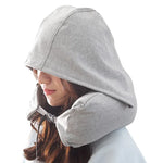 Oreiller de voyage portable en forme de U avec capuche pour avion, oreiller de cou pour sieste