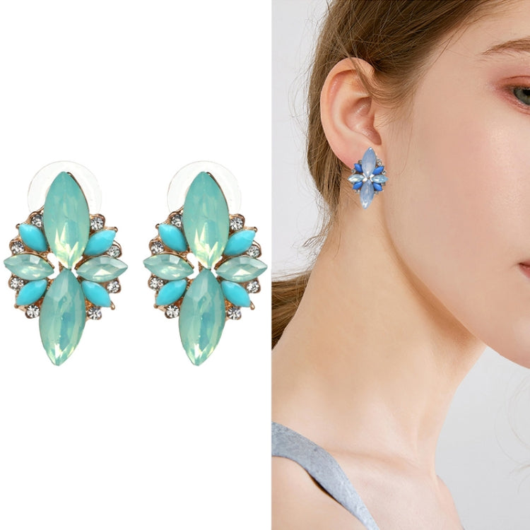 Boucles d'oreilles en cristal à cinq pétales, boucles d'oreilles en diamant rose, bijoux simples, bleu, bleu lac, vert, noir, rose, rouge, blanc, vert clair