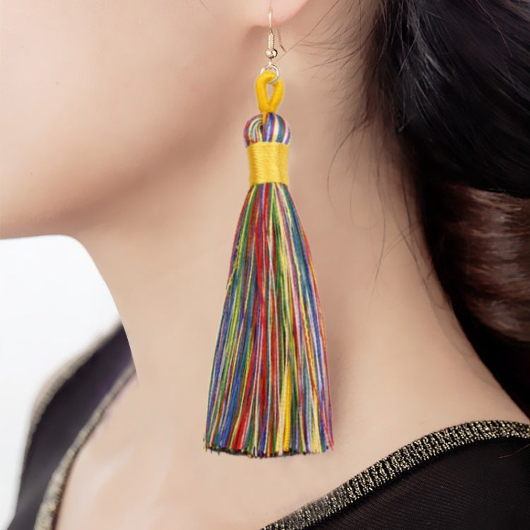 3 paires de boucles d'oreilles longues à pampilles de style bohème pour femme, noir, bleu, jaune, violet, rouge, rose, blanc, multicolore, rouge vin, rose rouge, vert, gris, café foncé, café