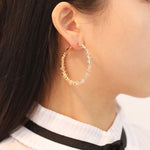 Boucles d'oreilles rondes vintage, bijoux pour femmes, or, blanc