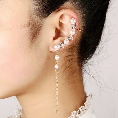 Boucles d'oreilles clip pour femme, avec pompon et clip en alliage pour oreille gauche, motif neige, or, argent