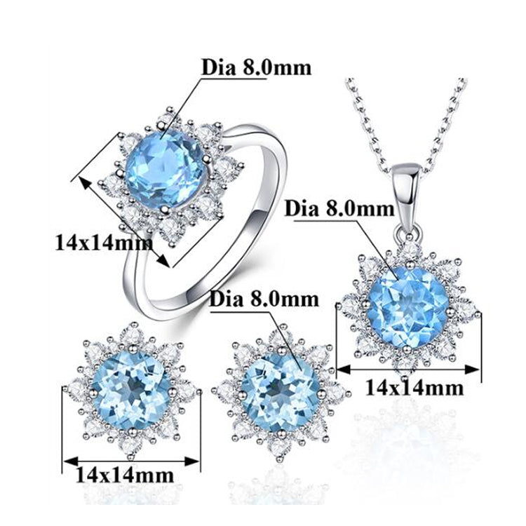Ensemble de bijoux en pierres précieuses en forme de neige pour femmes, 3 pièces/ensemble, 6, 7, 8, 9, 10