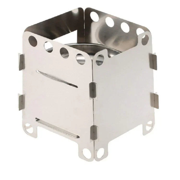 Réchaud de camping à bois ultraléger pliable, réchaud de poche pour la randonnée et la cuisson, en aluminium-titane, 7,8 x 10,7 x 8,7 cm