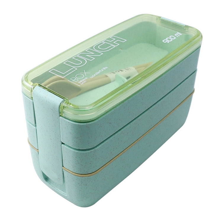 Boîte Bento 900ml 3 Couches, Boîte Repas Conteneur Alimentaire, Matériau Paille de Blé, Passe au Micro-ondes, Vaisselle, Boîte à Déjeuner