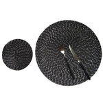 2 sets de sets de table ovales ronds en PP tressé, diamètre 36cm, diamètre 18cm