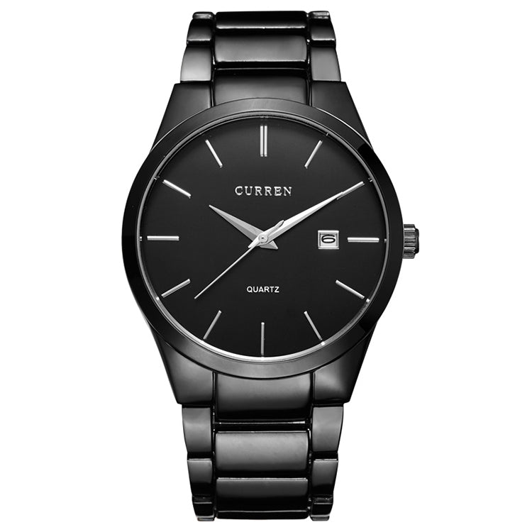 Montre quartz étanche en acier complet CURREN 8106 avec calendrier mode business, boîtier noir cadran noir, boîtier blanc cadran noir, boîtier noir cadran blanc, boîtier blanc cadran blanc
