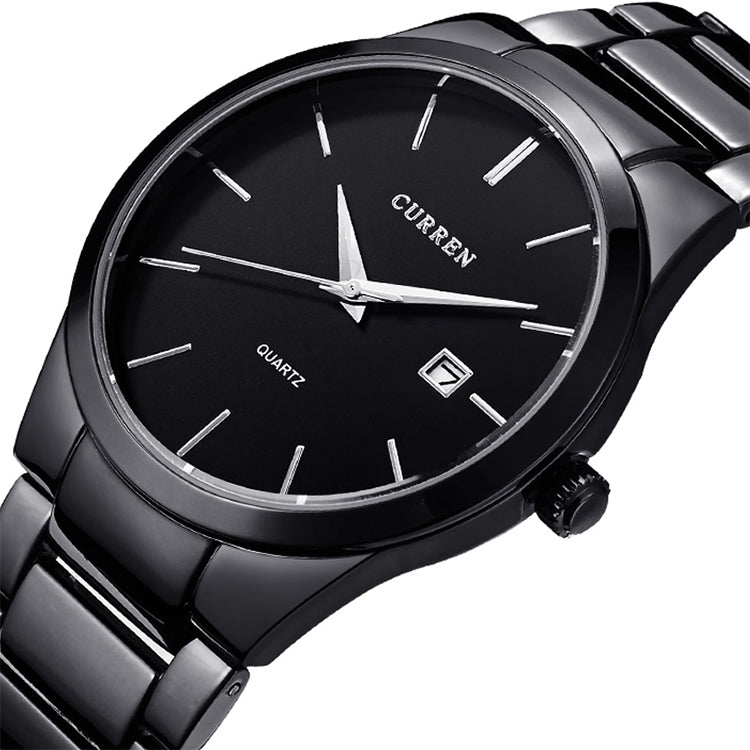 Montre quartz étanche en acier complet CURREN 8106 avec calendrier mode business, boîtier noir cadran noir, boîtier blanc cadran noir, boîtier noir cadran blanc, boîtier blanc cadran blanc