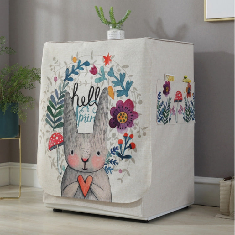 Housse de protection anti-poussière pour machine à laver à tambour en coton et lin motif dessin animé, 83x60x60cm