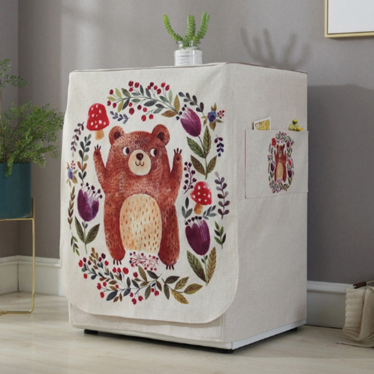 Housse de protection anti-poussière pour machine à laver à tambour en coton et lin motif dessin animé, 83x60x60cm