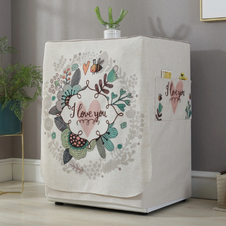 Housse de protection anti-poussière pour machine à laver à tambour en coton et lin motif dessin animé, 83x60x60cm
