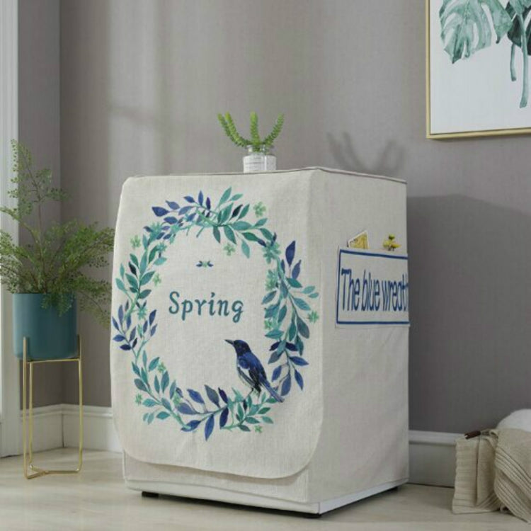 Housse de protection anti-poussière pour machine à laver à tambour en coton et lin motif dessin animé, 83x60x60cm