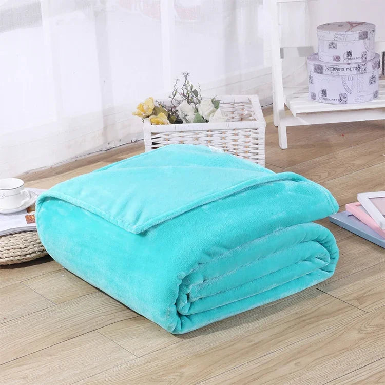 Couverture en flanelle unie en polaire corail, super douce, couvre-lit à carreaux, housse de canapé, draps d'hiver chauds, facile à laver, couverture en fausse fourrure, 70x100cm, 200x230cm