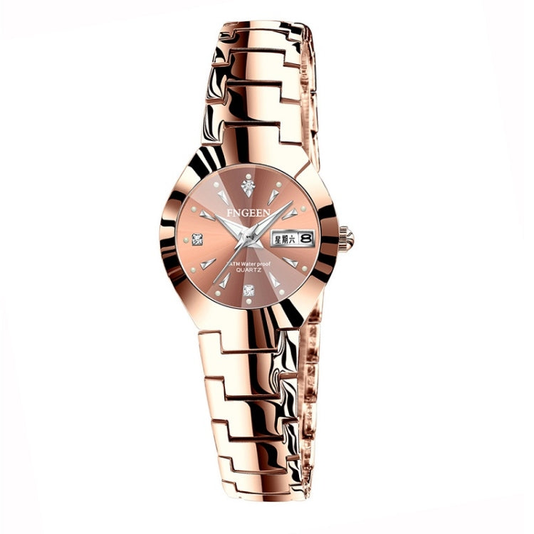 Montre couple quartz FNGEEN 5808 bracelet acier mode femme, surface café acier marron, surface noire acier noir, surface blanche acier inoxydable, surface noire acier blanc, surface bleue acier inoxydable
