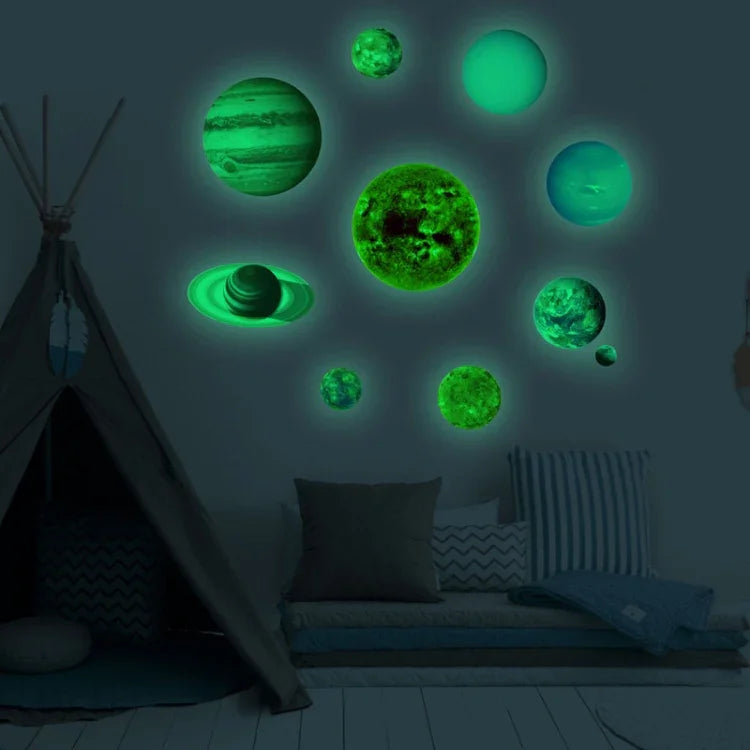 Stickers Muraux Fluorescents Système Solaire Planète Murale E pour Chambre