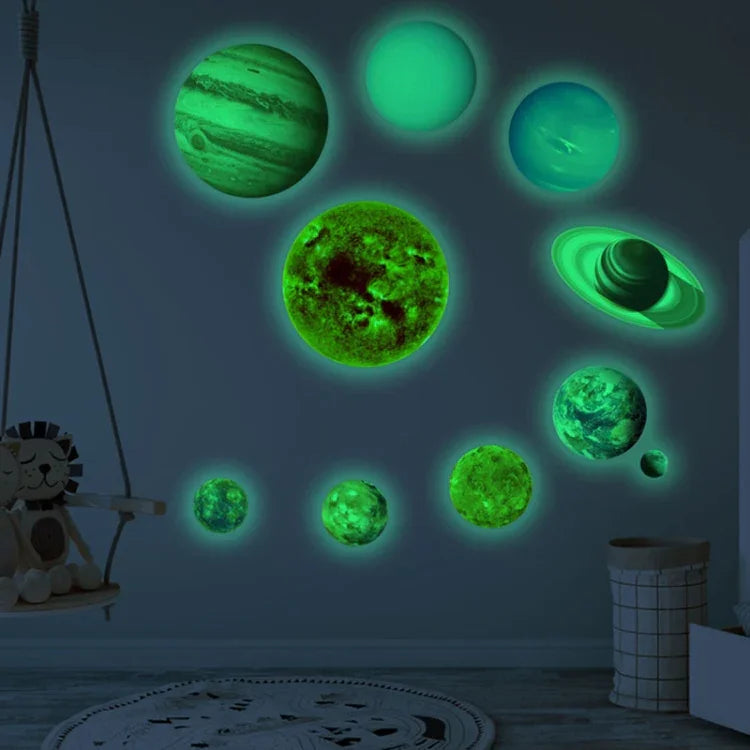 Stickers Muraux Fluorescents Système Solaire Planète Murale E pour Chambre