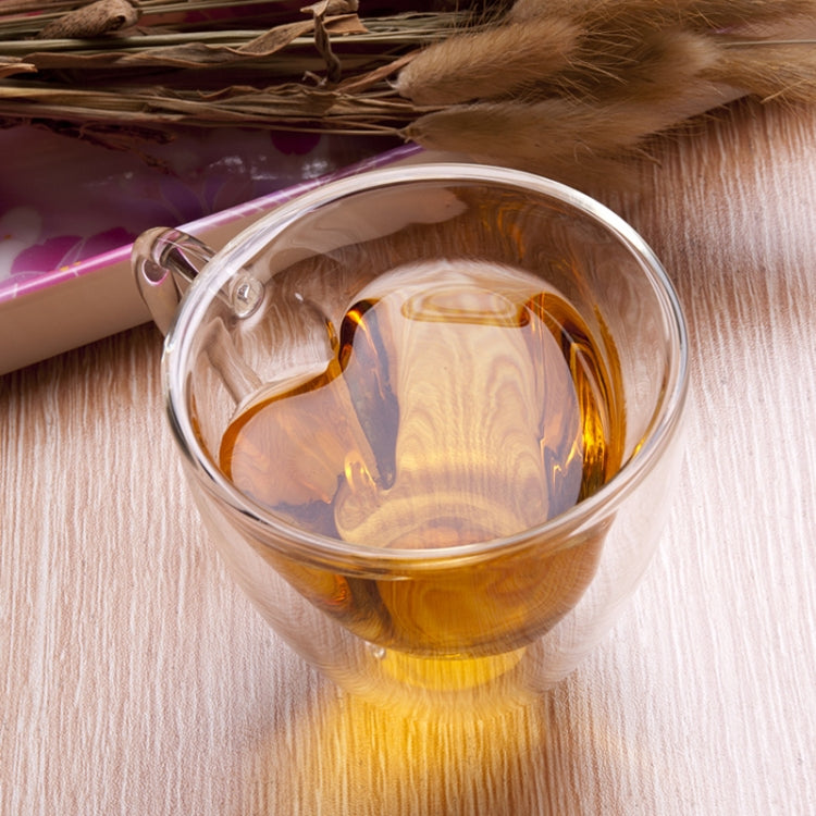 Tasses à thé transparentes à double paroi en verre résistant en forme de cœur