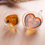 Tasses à thé transparentes à double paroi en verre résistant en forme de cœur