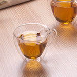 Tasses à thé transparentes à double paroi en verre résistant en forme de cœur