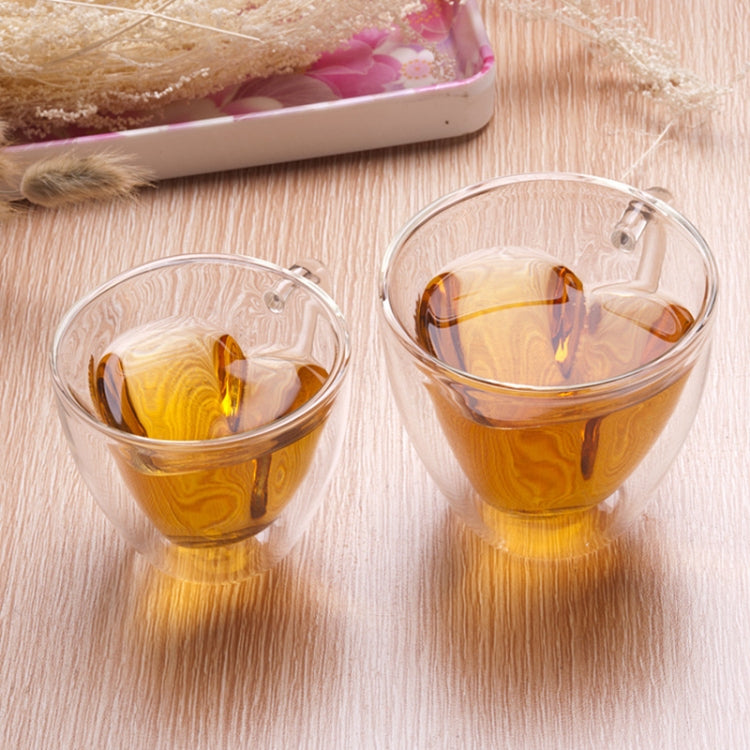Tasses à thé transparentes à double paroi en verre résistant en forme de cœur