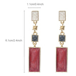 Boucles d'oreilles pendantes rectangulaires en forme de goutte d'huile, fraîches et petites, motif pied-de-poule, contrastées, géométriques et longues, pour femmes.