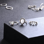 Ensemble de 14 bagues vintage punk creuses sculptées, avec diamant, goutte d'eau, fleur et lune