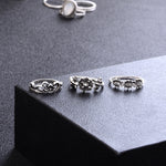 Ensemble de 14 bagues vintage punk creuses sculptées, avec diamant, goutte d'eau, fleur et lune