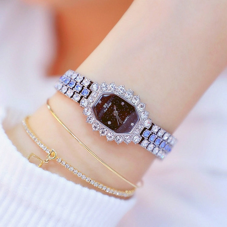 Montre quartz femme BS beesister FA1581 cadran octogonal bracelet strass plaqué diamant