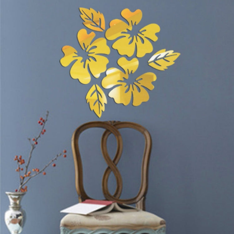 2 ensembles de stickers muraux à motif floral pour la décoration intérieure, décalcomanies murales 3D, autocollants muraux miroir DIY, décoration de salon