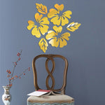 2 ensembles de stickers muraux à motif floral pour la décoration intérieure, décalcomanies murales 3D, autocollants muraux miroir DIY, décoration de salon