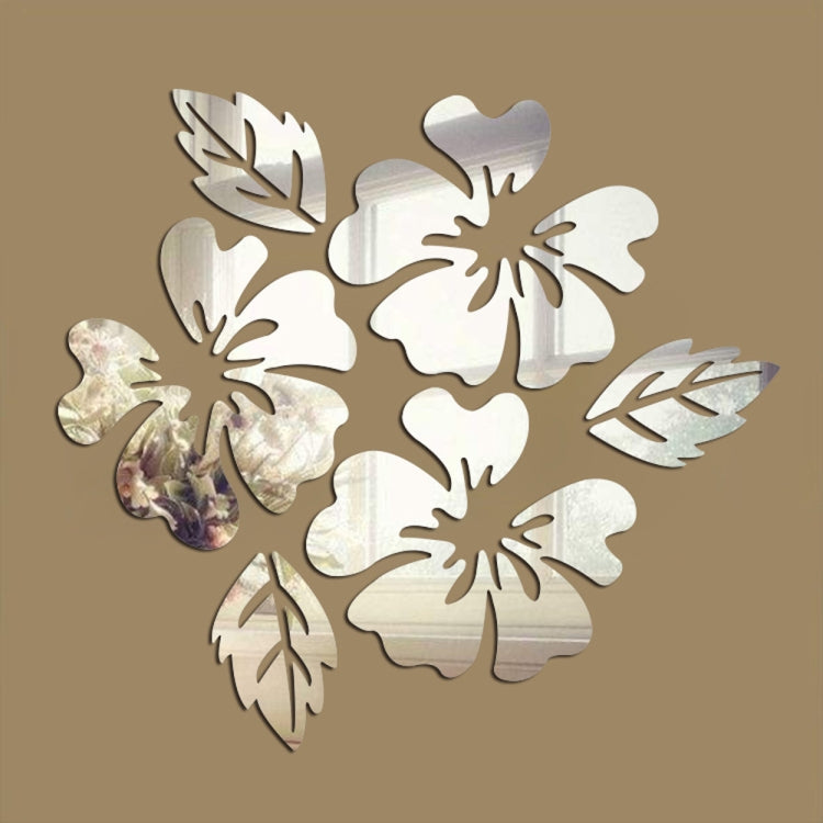 2 ensembles de stickers muraux à motif floral pour la décoration intérieure, décalcomanies murales 3D, autocollants muraux miroir DIY, décoration de salon