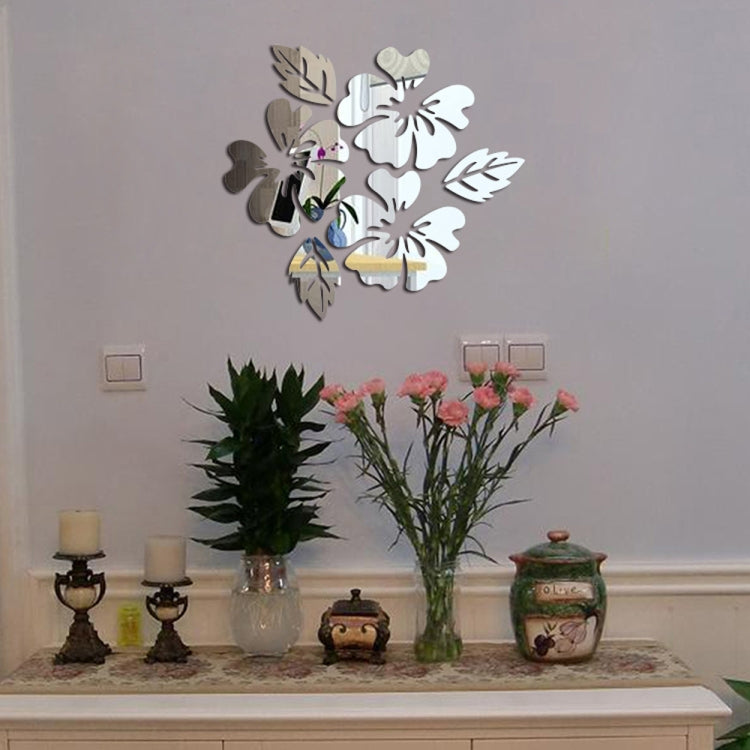 2 ensembles de stickers muraux à motif floral pour la décoration intérieure, décalcomanies murales 3D, autocollants muraux miroir DIY, décoration de salon